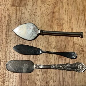 Elegant Silver Charcuterie Set. Estate find. 3 Random Pieces. See pics.